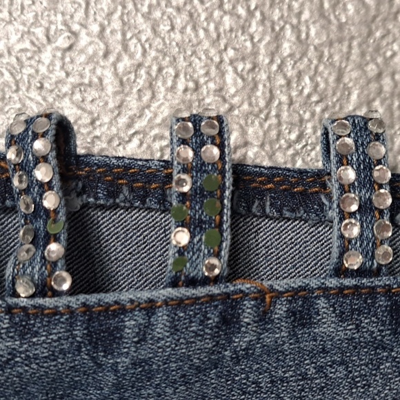 Platinum Plush Cropped Jeans With Open Side Rhinestones Size 11 - Picture 8 of 9